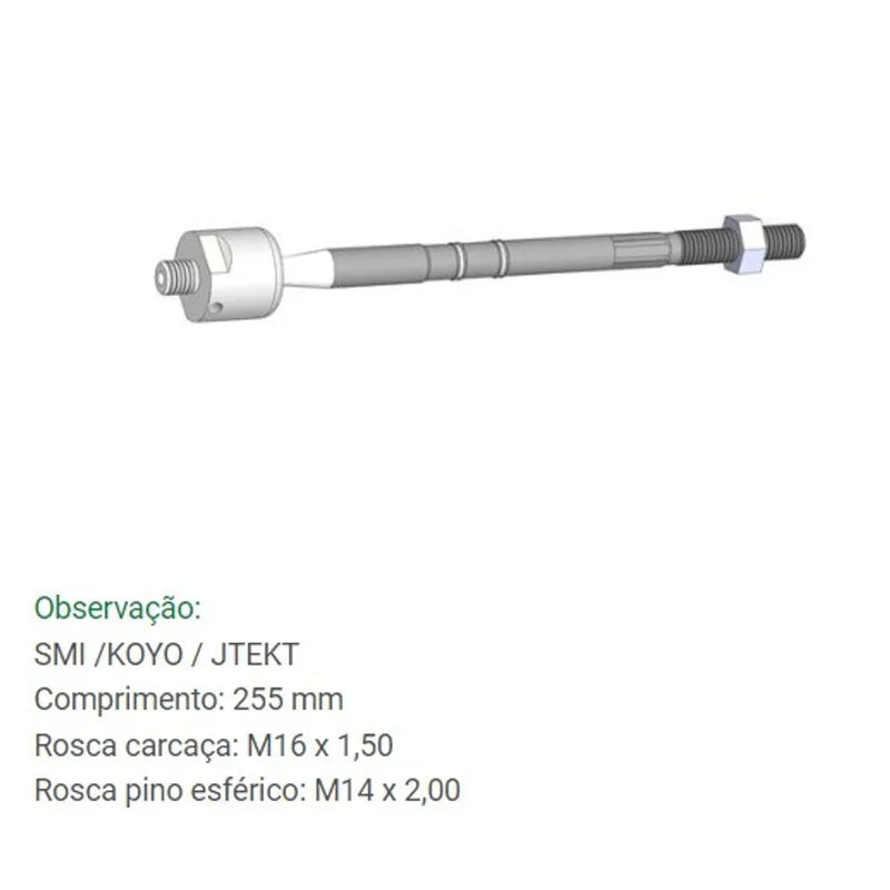 Barra Axial de Direção Novo Uno e Nova Fiorino 2010 em diante Bortec BA 8542