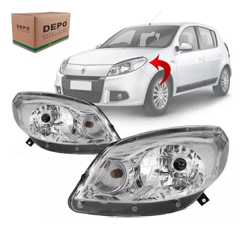 Farol Sandero 2012 2013 2014 Cromado Original Depo