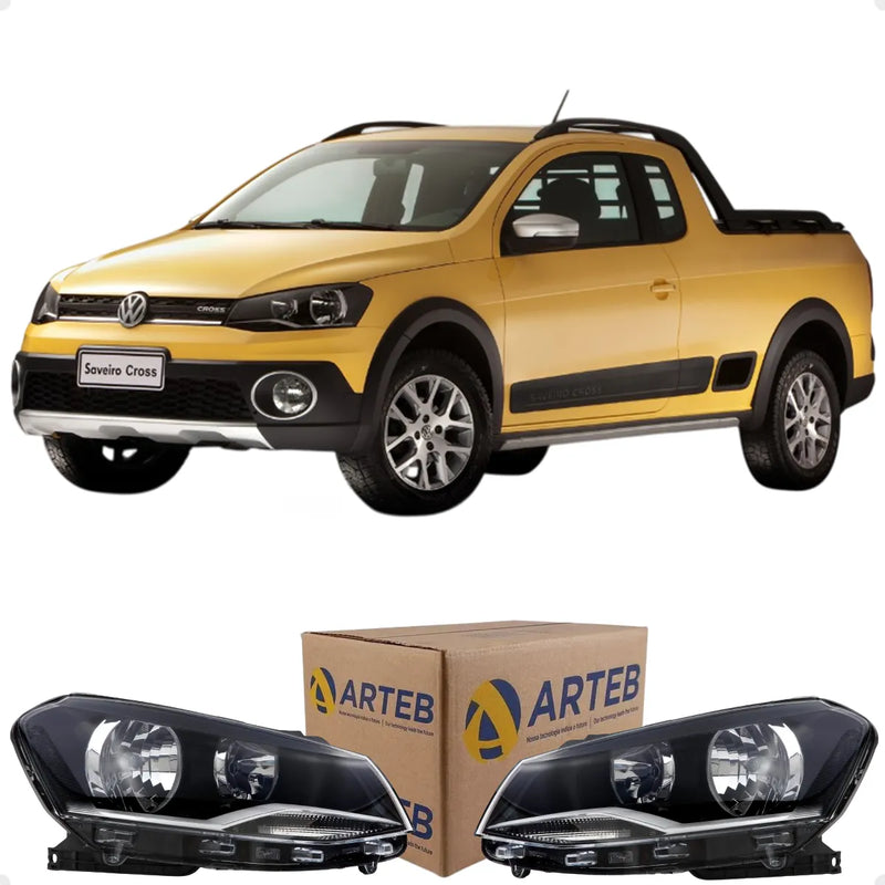 Par Farol Original Saveiro G6 Cross 2016 2015 2014 Máscara Negra