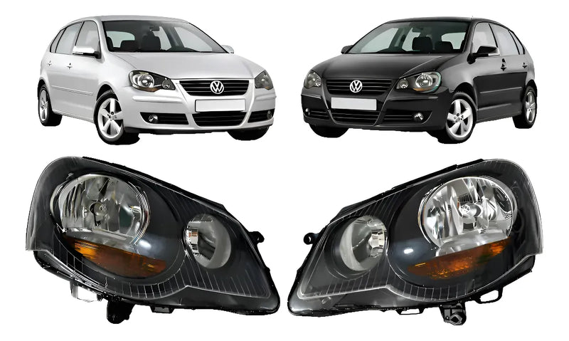 Par Farol Vw Polo 2007 2008 2009 2010 2011 2012 2013 2014 Mascara Negra Pisca Amarelo