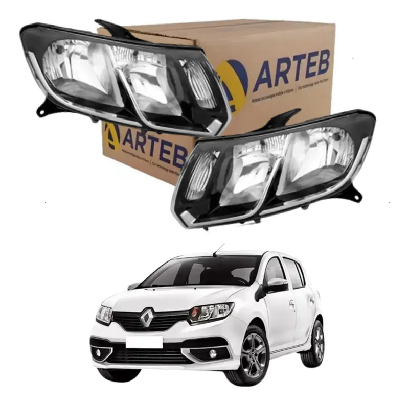 Par Farol Sandero Stepway 2015/2019 Mascara Negra Original