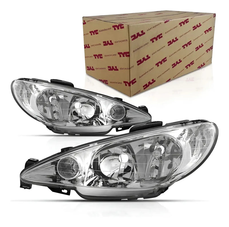 Farol Peugeot 206 01 02 03 04 05 06 07 08 Duplo Cromado Tyc