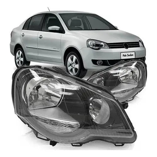 Farol Vw Polo 2007 2008 2009 2010 2011 2012 2013 2014 Mascara Negra