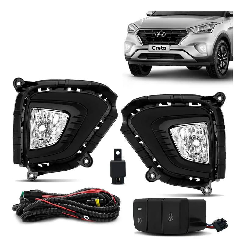 Farol De Milha Creta 2022 2021 Moldura Preta Botão Mod Orig